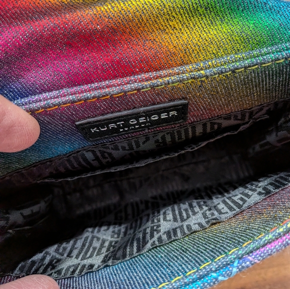 Kurt Geiger London Jeweled Rainbow Kensington Bag - Metallic Denim - Picture 6 of 9